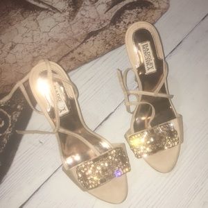 Badgley Mischka Tan Nude Diamond Sandal